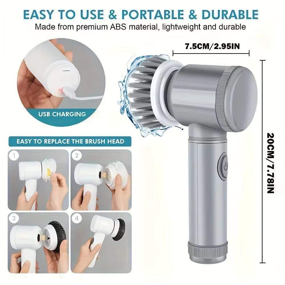 Electric Spin Scrubber With 6 Replaceable Brush Heads - Scrubbereasy