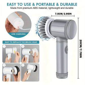 Electric Spin Scrubber With 6 Replaceable Brush Heads - Scrubbereasy