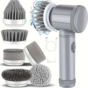 Electric Spin Scrubber With 6 Replaceable Brush Heads - Scrubbereasy